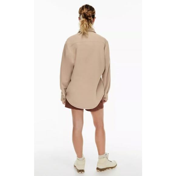 Aritzia TNA Polar Fleece Button up Shirt Jacket Taupe Size 2 (Large) - Picture 3 of 12